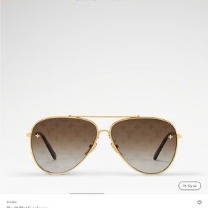 Louis Vuitton Gold and Brown Aviator Sunglasses
